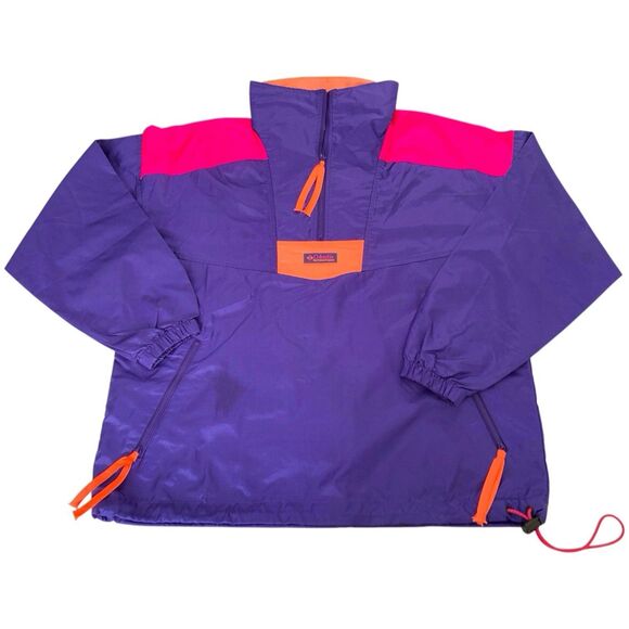 Columbia Windbreaker Pullover Womens M Purple Pink Colorblock Retro Vintage 90s - Picture 2 of 12
